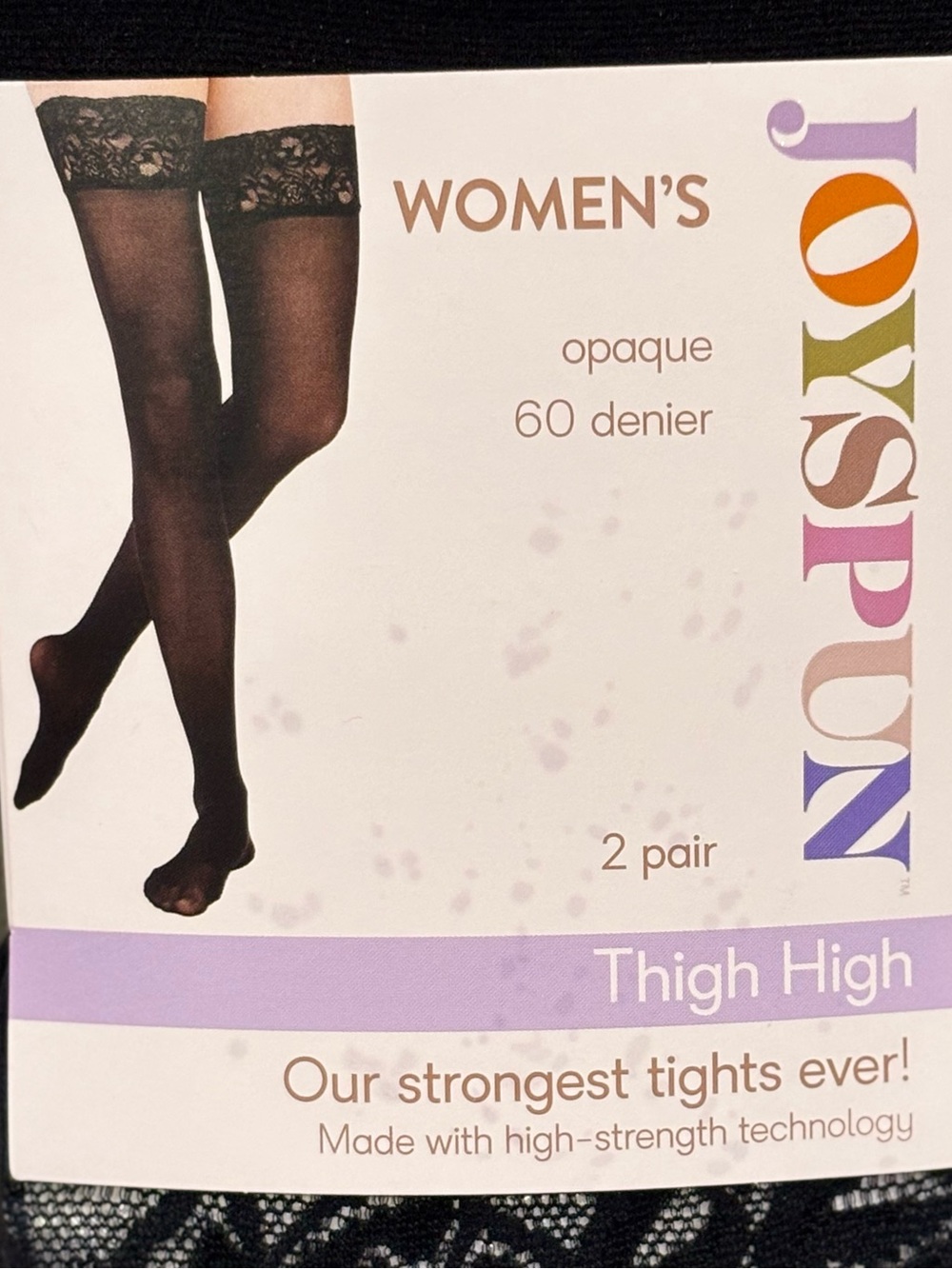 Joyspun Womens Thigh High Stockings 2 Pack Black Opaque 60 Denier Lace Top NWT - Picture 2 of 6